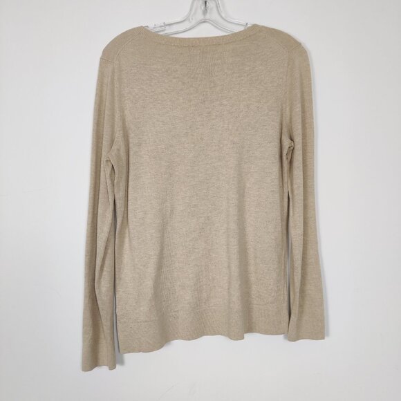 Banana Republic Women's Sweater Size M Beige Sequins Cotton Viscose Lightweight - Picture 4 of 8